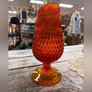 Fenton Amberina Red-Orange Hobnail Pedestal Vase/Swung ?